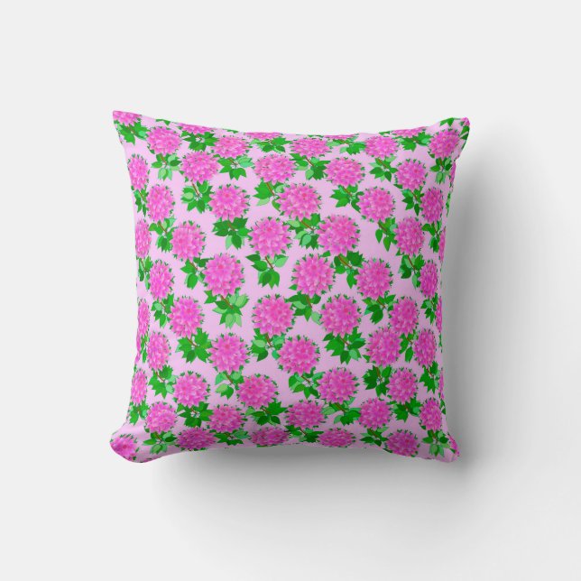 Coussin Fleurs dahlia roses profondes (Recto)
