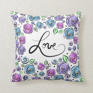 Coussin Fleurs d'amour - lavande
