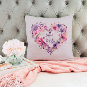 Coussin Fleurs d'amour   Noms personnalisés   Saint Valent