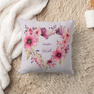 Coussin Fleurs d'amour   Noms personnalisés   Saint Valent
