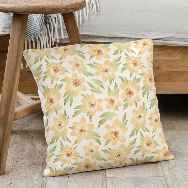 Coussin Fleurs d'anémones Orange Sauvages - motif sans sou (Créateur téléchargé)