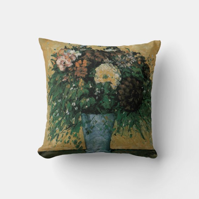 Coussin Fleurs dans un vase bleu par Paul Cezanne Art vint (Recto)