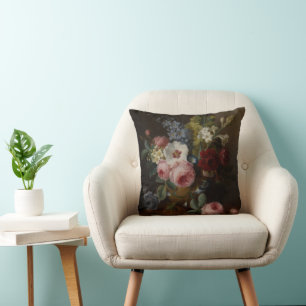 Coussin Fleurs dans un vase sur une haie de marbre