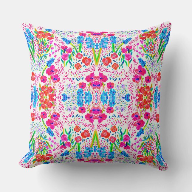 Coussin Fleurs d'aquarelle colorée mignonne motif (Recto)