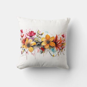 Coussin Fleurs d'aquarelle colorées
