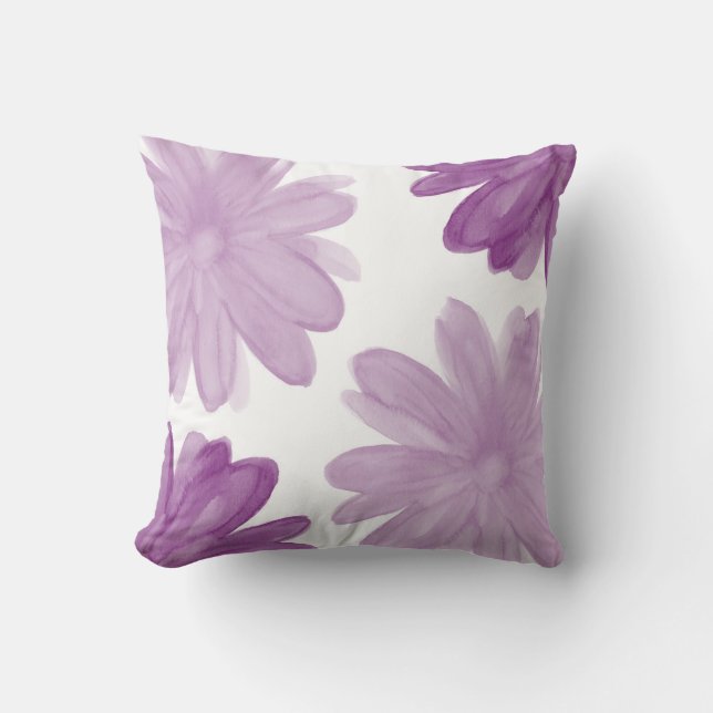 Coussin Fleurs d'aquarelle de prune (Recto)