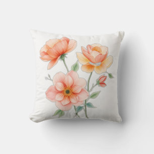 Coussin Fleurs d'aquarelle délicates