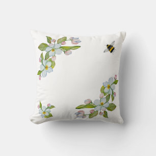 Coussin Fleurs d'aquarelle des arbres du jardin et des bou