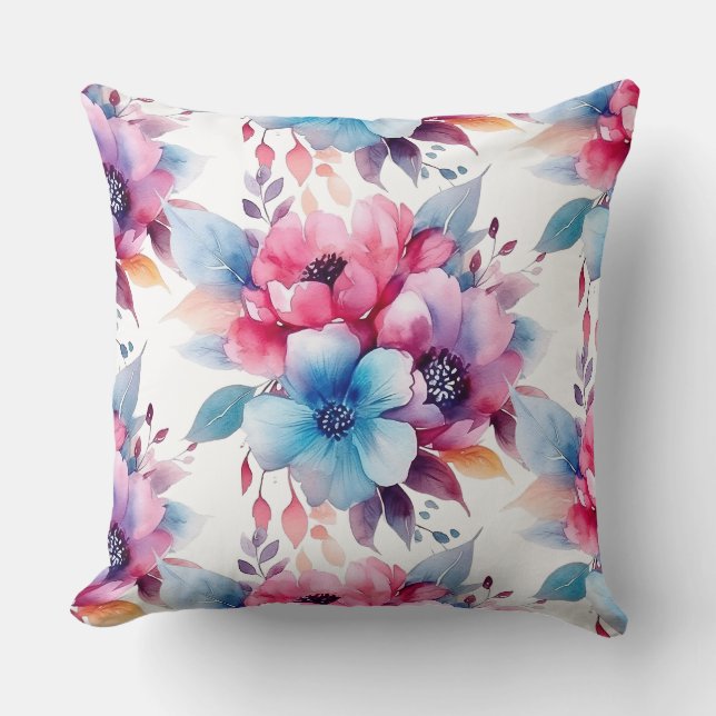 Coussin Fleurs d'aquarelle Design floral-45893 (Recto)