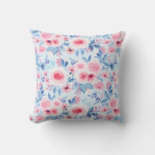 Coussin Fleurs d'aquarelle et feuilles 2