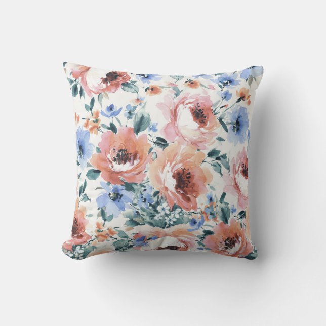Coussin Fleurs d'aquarelle, illustration motif transparent (Recto)