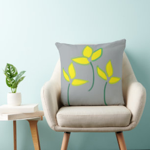 Coussin Fleurs d'aquarelle jaune