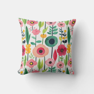 Coussin Fleurs d'aquarelle Motif botanique coloré