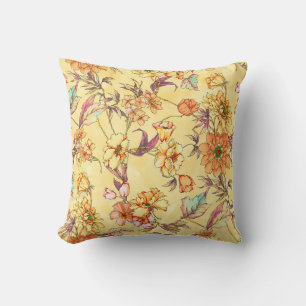 Coussin Fleurs d'aquarelle motif transparent