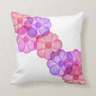 Coussin Fleurs d'aquarelle peintes par fuchsia pourpre