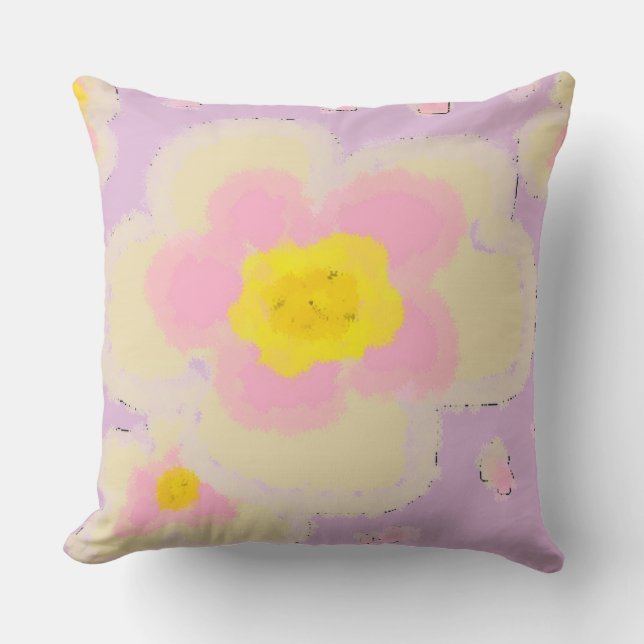 Coussin Fleurs d'Arts numériques roses et violettes (Recto)