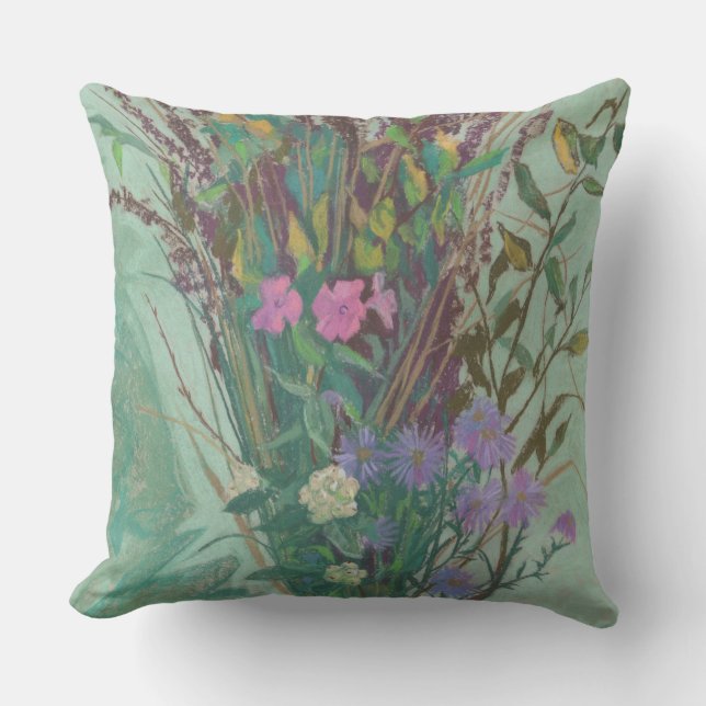 Coussin Fleurs d'automne, art floral moderne, peinture pas (Recto)