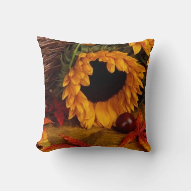 Coussin "Fleurs d'automne des tournesols" automne (Recto)