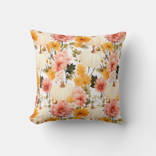 Coussin Fleurs d'automne et design citrouille