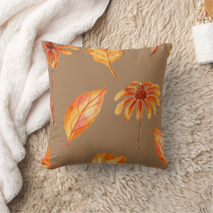 Coussin Fleurs d'automne et Feuilles