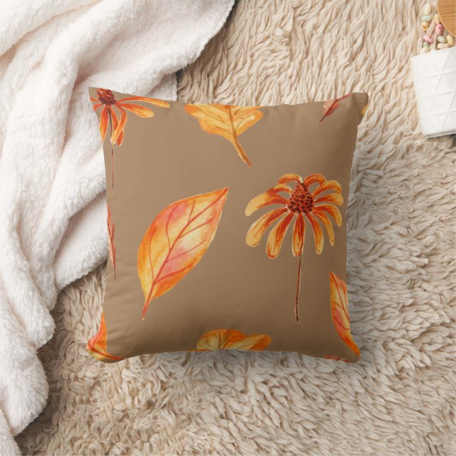 Coussin Fleurs d'automne et Feuilles (Couverture)