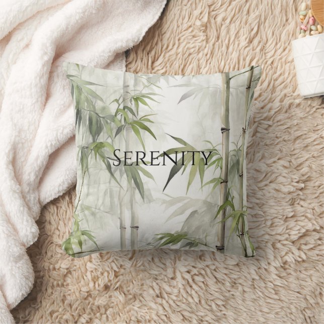 Coussin Fleurs de bambou vert sérénité (Couverture)