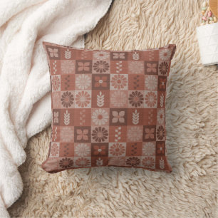 Coussin Fleurs de Burlap Brown Orange Rustique Lancer Orei