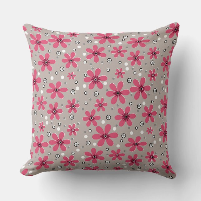 Coussin Fleurs de camomille rouge vif sur un arrière - pla (Recto)