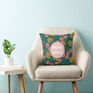 Coussin Fleurs de canapé de maman personnalisées vertes mi