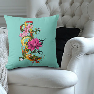 Coussin Fleurs de cerises de Lotus du Dragon chinois