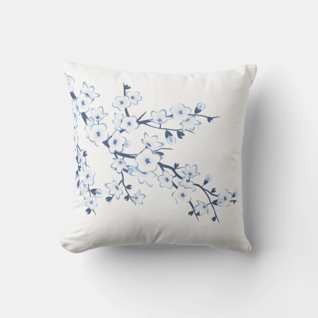 Coussin Fleurs de cerisier bleu blanc (Recto)
