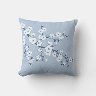 Coussin Fleurs de cerisier bleu blanc