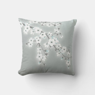 Coussin Fleurs de cerisier Floral Kaki Blanc