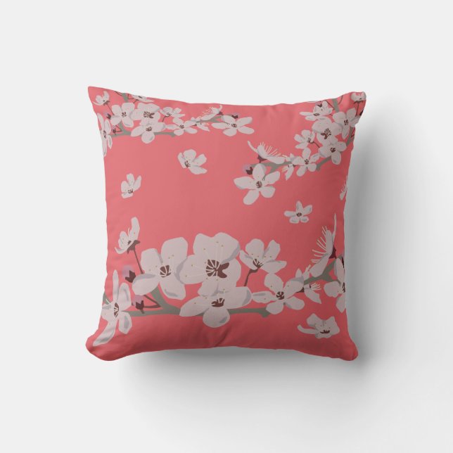 Coussin Fleurs de cerisier flottantes (Recto)