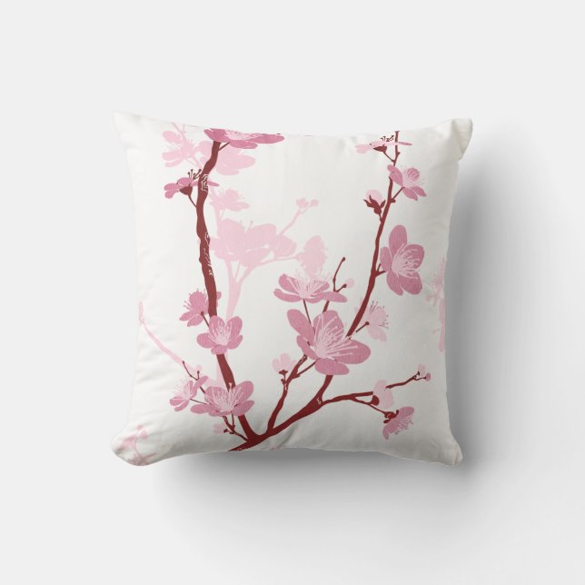 Coussin Fleurs de cerisier japonaises, fleur rose douce, (Recto)
