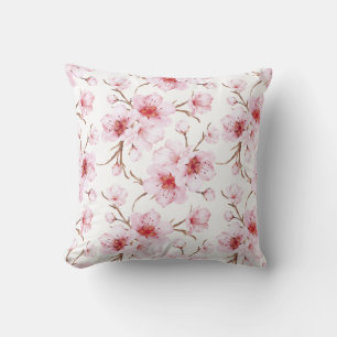 Coussin Fleurs de cerisier rose blanc