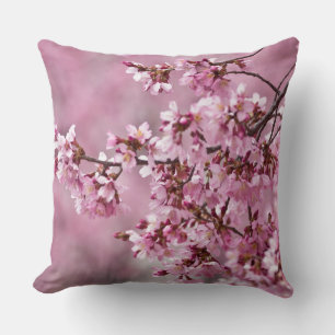 Coussin Fleurs de Cerisier Sakura Pastel Rose Calquees