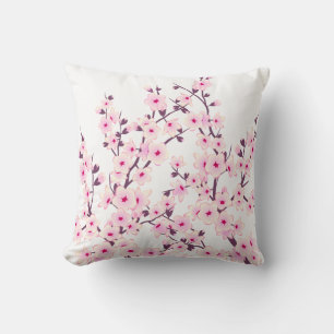 Coussin Fleurs de cerisier (Sakura) rose blanc