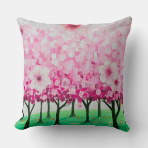 Coussin Fleurs de cerisiers impressionnistes