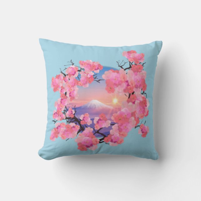 Coussin Fleurs de cerisiers par l'Oreiller du Mont Fuji (Recto)