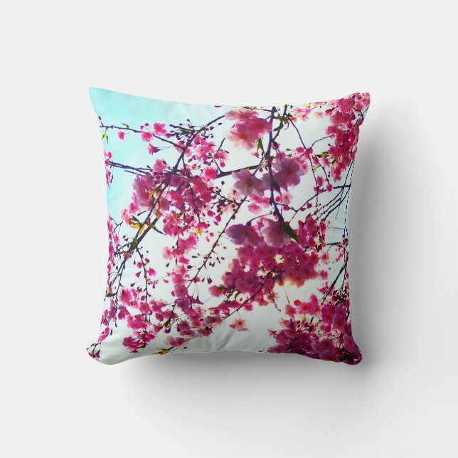 Coussin Fleurs de cerisiers roses (Recto)