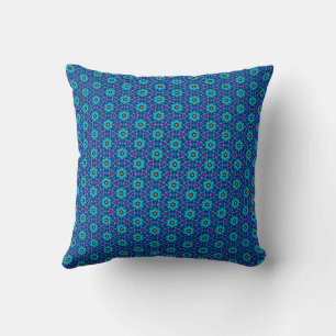 Coussin Fleurs de cerulean et d'orange dans un noir violet