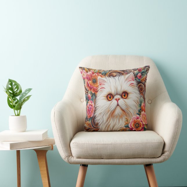 Coussin Fleurs de chaton persan, Plaisir Floral Chat persa (Chaise)