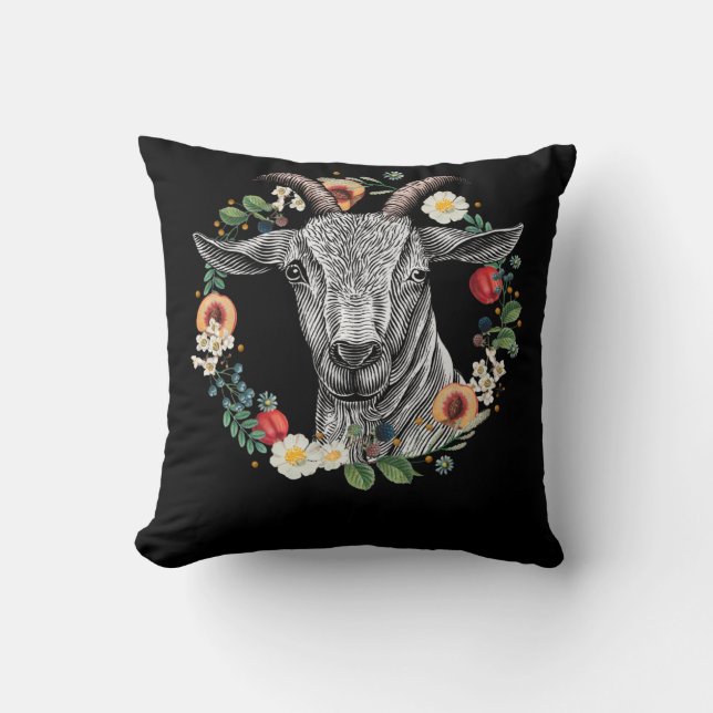 Coussin Fleurs de chèvre Nature Ferme Animaux (Recto)