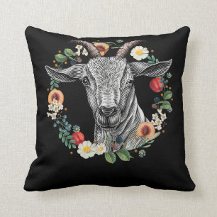 Coussin Fleurs de chèvre Nature Ferme Animaux