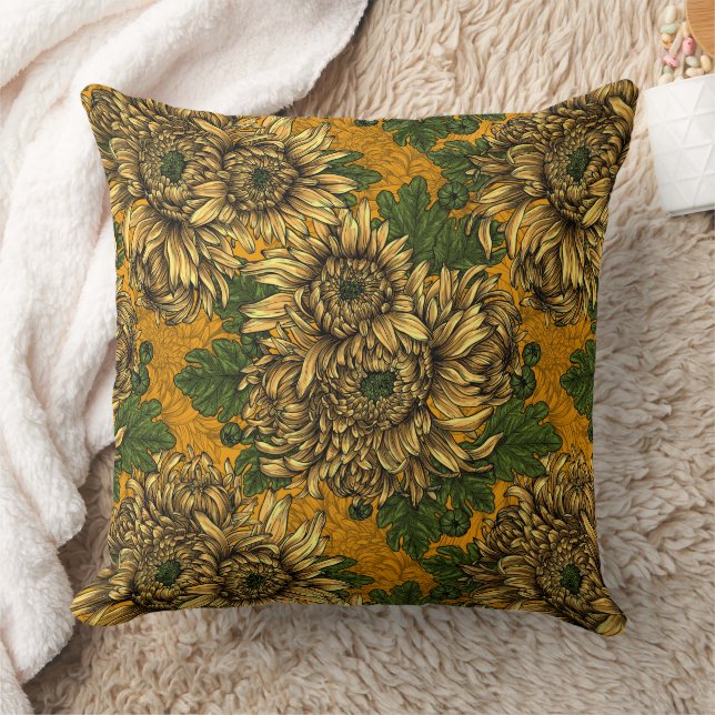 Coussin Fleurs de chrysanthème jaune (Couverture)