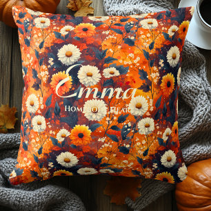 Coussin Fleurs de chute du coeur   Cosy Décor D'Automne