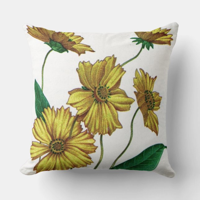 Coussin fleurs de coréopsis jaune (Recto)