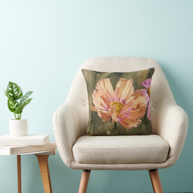 Coussin Fleurs de Cosmea d'été rétro pour anniversaire (Chaise)