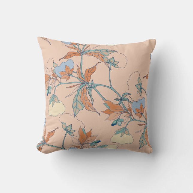 Coussin Fleurs de coton : ornement de pêche gracieux (Recto)